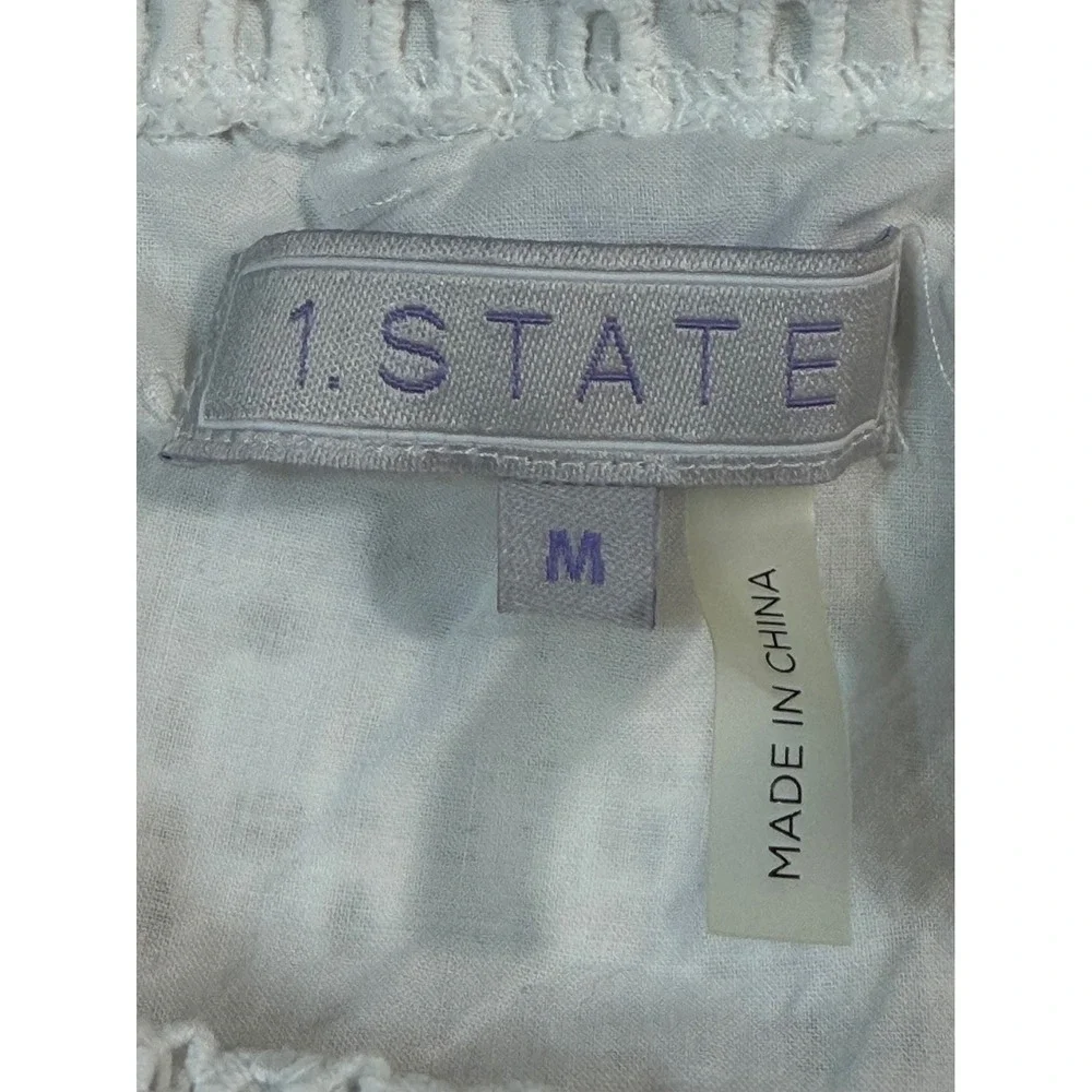1.STATE Eyelet Cotton Off Shoulder Dress Womens‎ Medium White Shift Mini